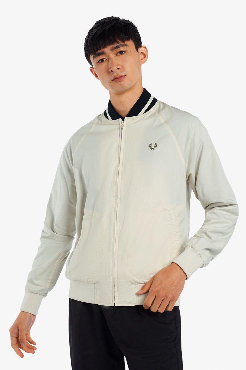 White Fred Perry Tennis Bomber Men\'s Jackets | PH 1263QMAZ